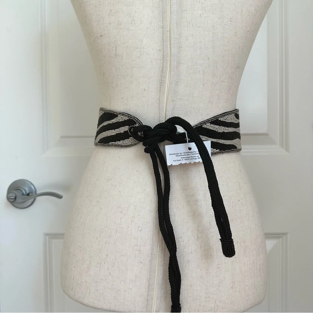 NWOT Max&Co Max Mara Label-cut Belt with Embroidered Beads Sz:S Spring/Summer